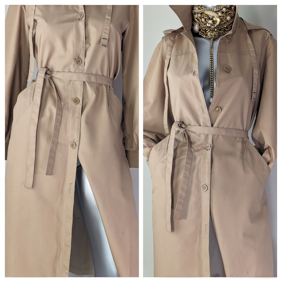 London Fog VinTage Classic Hooded Button Down Trench Coat - Picture 9 of 13